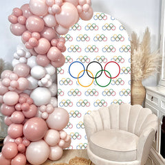 Aperturee - Step And Repeat Olympic Rings White Arch Backdrop