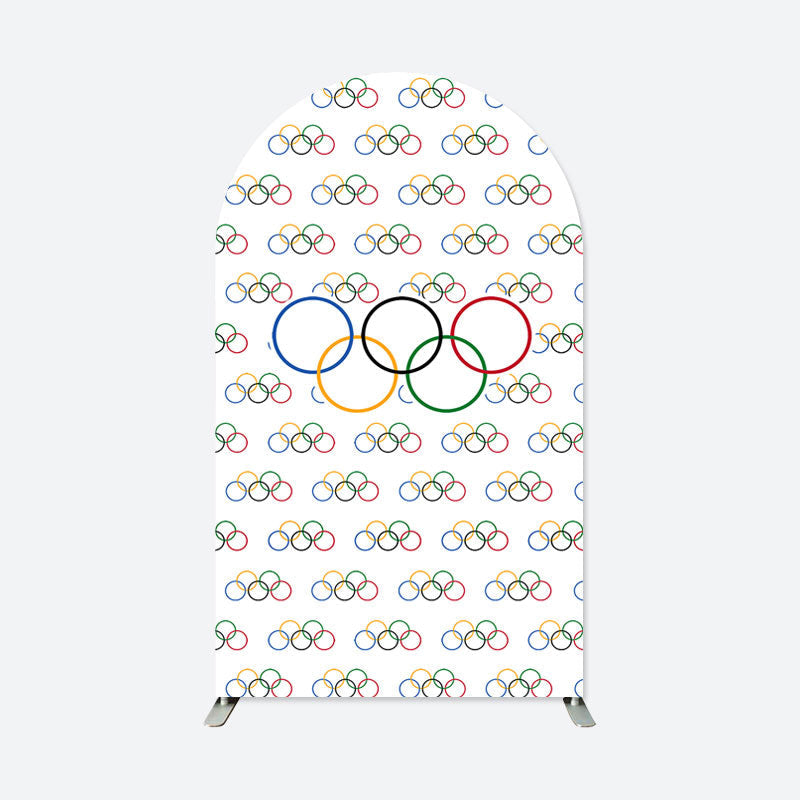 Aperturee - Step And Repeat Olympic Rings White Arch Backdrop