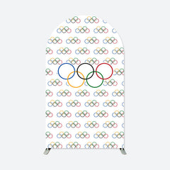 Aperturee - Step And Repeat Olympic Rings White Arch Backdrop