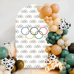 Aperturee - Step And Repeat Olympic Rings White Arch Backdrop