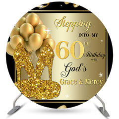 Aperturee Step Into My 60Th Birthday Grace Mercy Round Backdrop