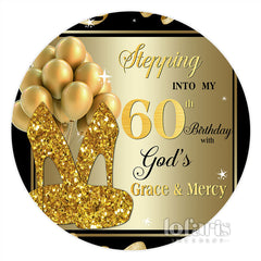 Aperturee Step Into My 60Th Birthday Grace Mercy Round Backdrop