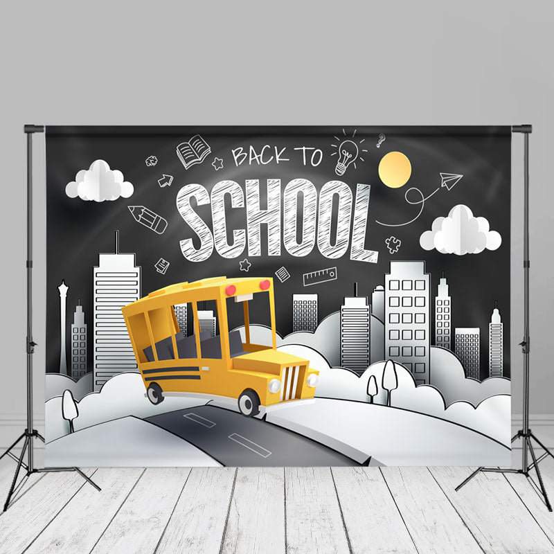 Aperturee - Stereograph City Yellow Bus Back To School Backdrop