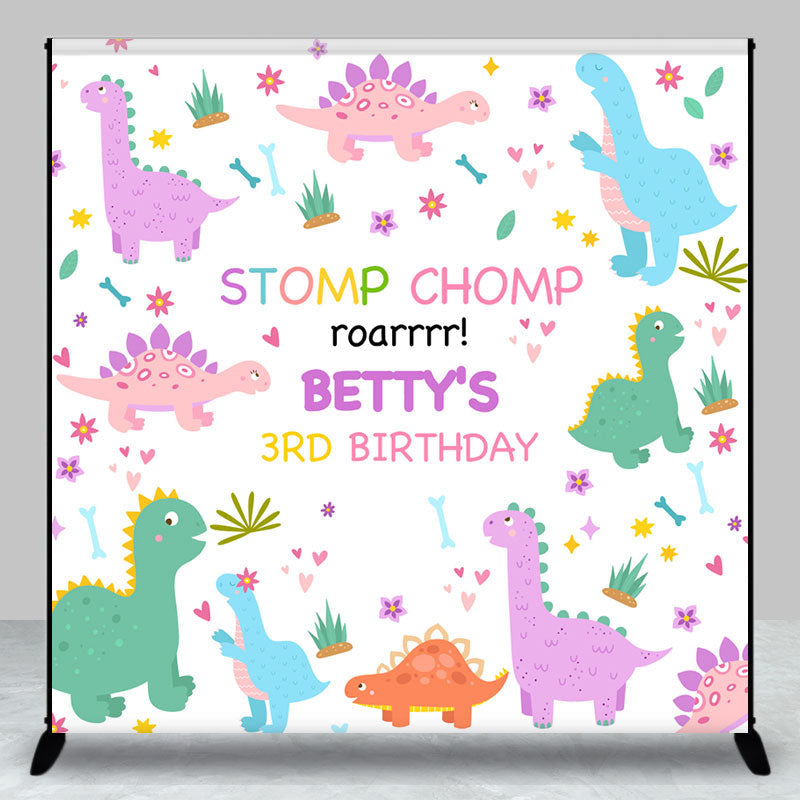 Aperturee - Stomp Chomp Dinosaur Custom 3rd Birthday Backdrop