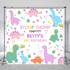 Aperturee - Stomp Chomp Dinosaur Custom 3rd Birthday Backdrop