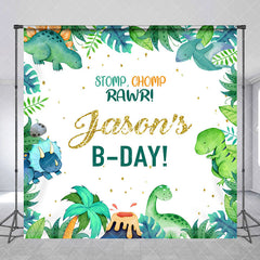 Aperturee - Stomp Chomp Dinosaur Forest Custom Birthday Backdrop