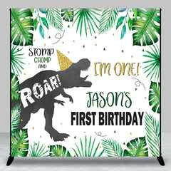 Aperturee - Stomp Dinosaur Leaves Custom 1st Birthday Backdrop