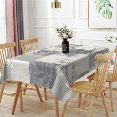 Aperturee - Stone Gray Leaf Rubbings Modern Rectangle Tablecloth