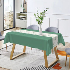 Aperturee - Stone Green Modern Spring Leaves Rectangle Tablecloth