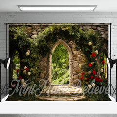 Aperturee - Stone Wall Greenery Garden Flowers Spring Backdrop