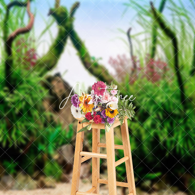 Aperturee - Stones Branch Seaweed Artificial Landscape Backdrop