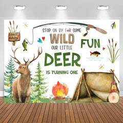 Aperturee - Stop On By For Some Wild Little Deer 1st Birthday Backdrop