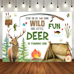 Aperturee - Stop On By For Some Wild Little Deer 1st Birthday Backdrop