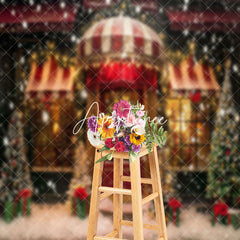 Aperturee - Store Door Gifts Snow Scene Trees Christmas Backdrop