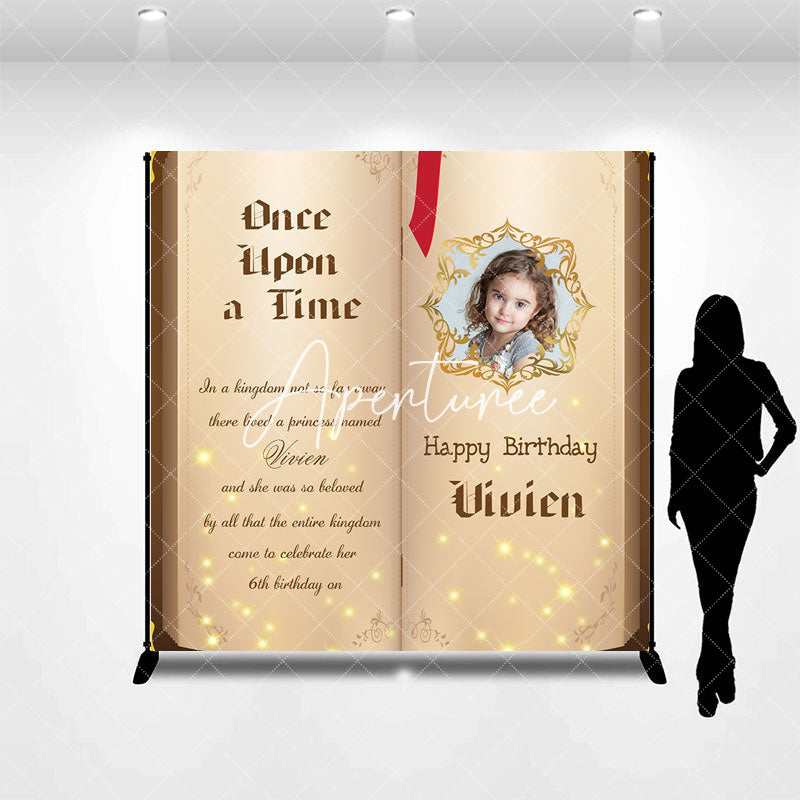 Aperturee - Story Book Custom Name Photo Happy Birthday Backdrop