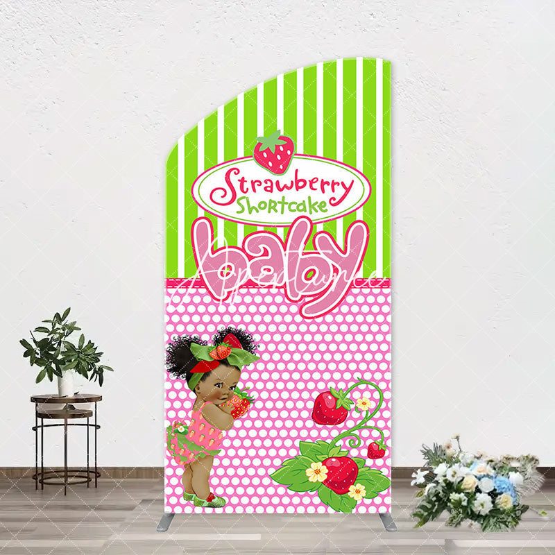 Aperturee - Strawberry Shortcake Girl Arch Baby Shower Backdrop