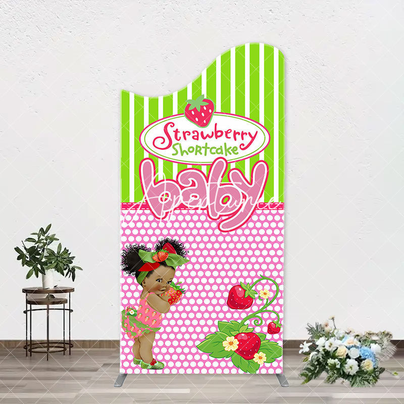 Aperturee - Strawberry Shortcake Girl Arch Baby Shower Backdrop