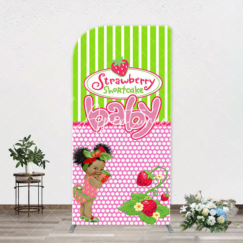 Aperturee - Strawberry Shortcake Girl Arch Baby Shower Backdrop