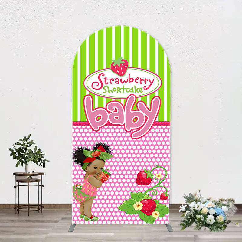 Aperturee - Strawberry Shortcake Girl Arch Baby Shower Backdrop