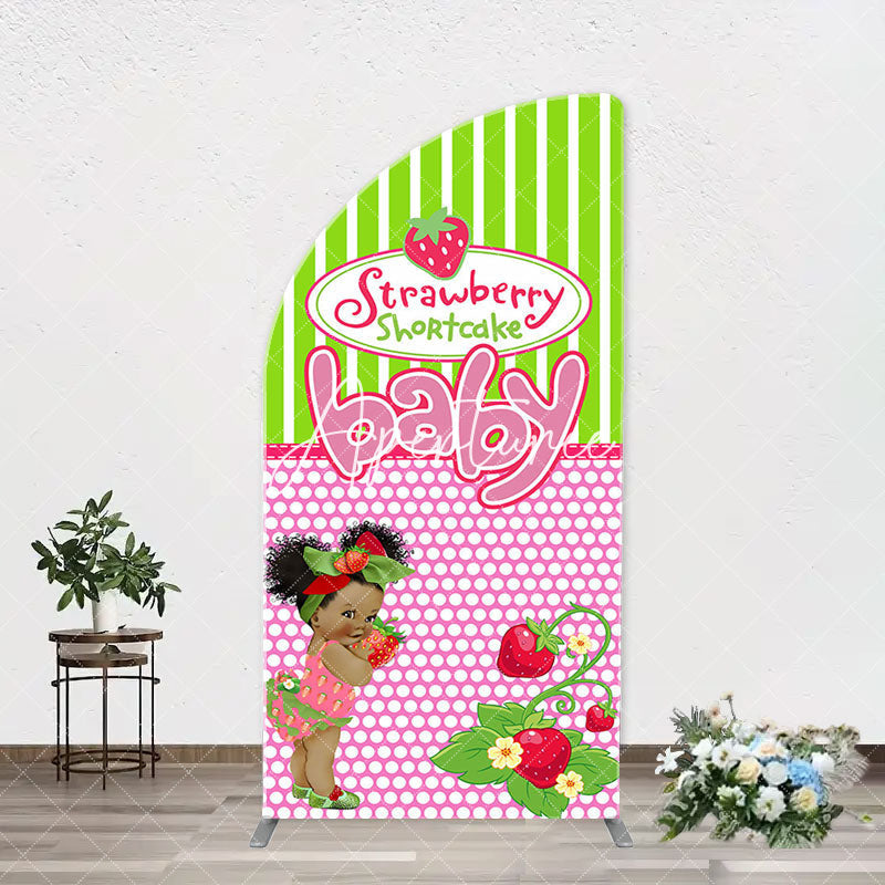 Aperturee - Strawberry Shortcake Girl Arch Baby Shower Backdrop