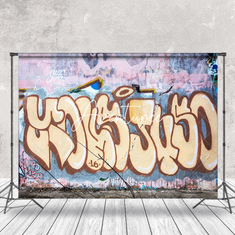 Aperturee - Street Art Pink Blue Graffiti Wall Photo Backdrop