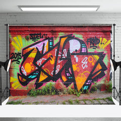 Aperturee - Street Red Abstract Graffiti Wall Photo Backdrop