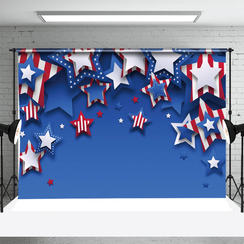 Aperturee - Stripe Blue Stars Red Independence Day Backdrop