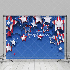 Aperturee - Stripe Blue Stars Red Independence Day Backdrop