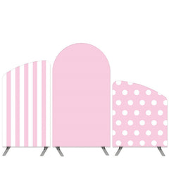 Aperturee Stripes And Dots Theme Pink White Arch Backdrop Kit