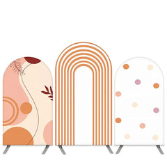 Aperturee Stripes And Leaves Theme Orange White Birthday Arch Backdrop Kit