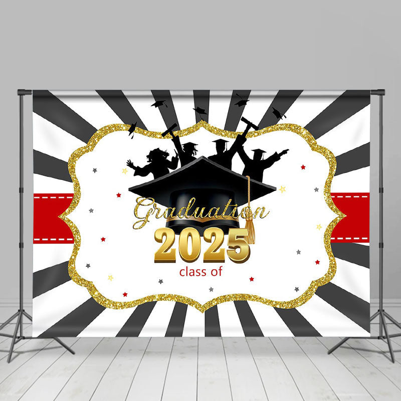 Aperturee - Stripes Grad Cap Class Of 2025 Photo Backdrop