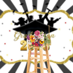 Aperturee - Stripes Grad Cap Class Of 2025 Photo Backdrop