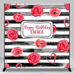 Aperturee - Stripes Red Rouse Stripes Custom Birthday Backdrop