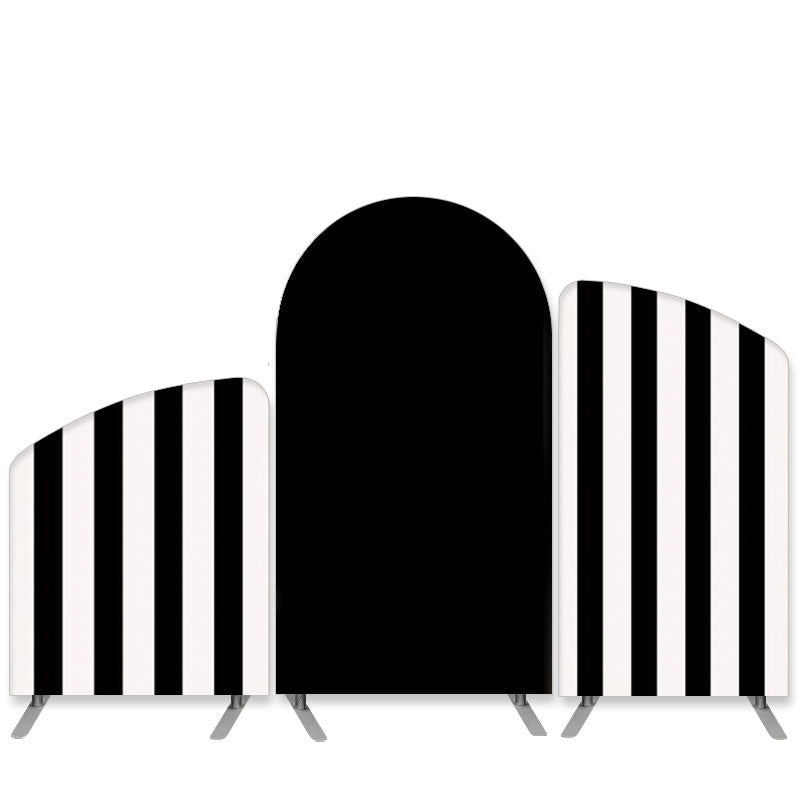 Aperturee Stripes Theme Black White Party Arch Backdrop Kit Banner