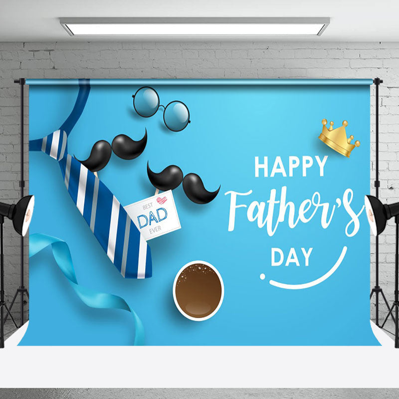 Aperturee - Stripes Tie Beard Coffee Blue Fathers Day Backdrop