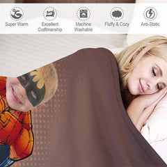 Aperturee - Strong Red Black Hero Cobweb Custom Photo Blanket