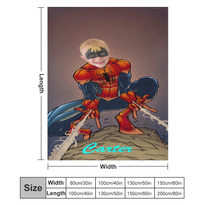 Aperturee - Strong Red Black Hero Cobweb Custom Photo Blanket