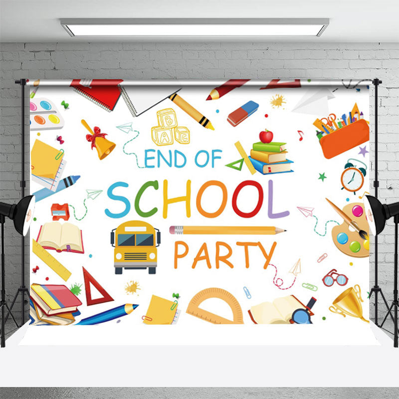 Aperturee - Study Stuff Bus Book End Of School Party Backdrop