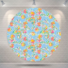 Aperturee Stylish Fruits Plants Pattern Blue Circle Backdrop