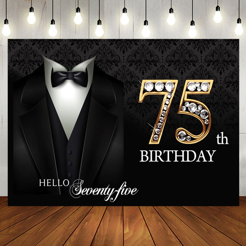 Aperturee - Suit Elegant Hello 75th Birthday Backdrop For Men