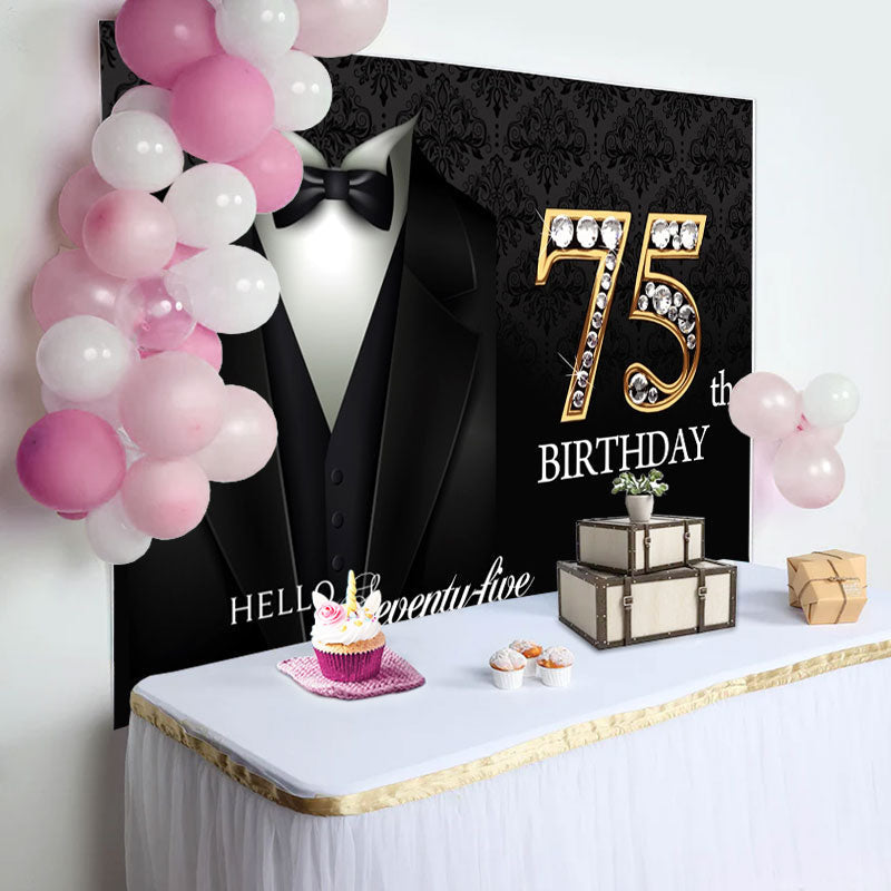 Aperturee - Suit Elegant Hello 75th Birthday Backdrop For Men