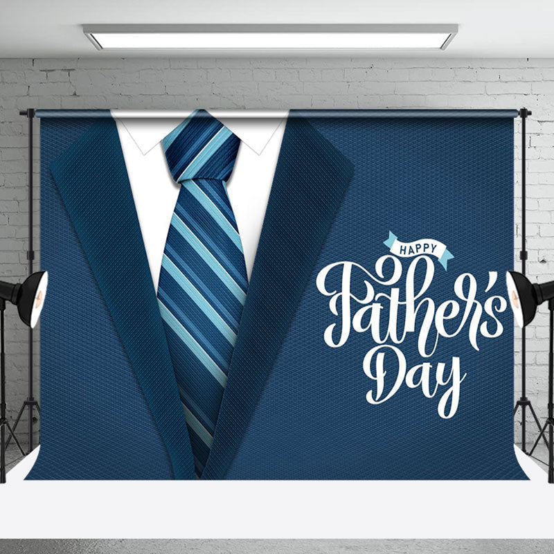 Aperturee - Suit Tie Blue Fabric Happy Fathers Day Backdrop