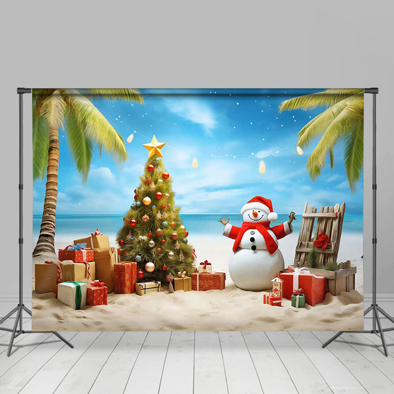 Aperturee - Summer Beach Coconut Trees Christmas In July Backdrop