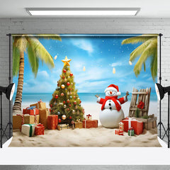 Aperturee - Summer Beach Coconut Trees Christmas In July Backdrop