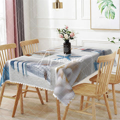 Aperturee - Summer Beach Pearl Starfish Photo Rectangle Tablecloth