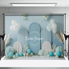 Aperturee - Summer Blue Balloons Coastal Cake Smash Backdrop