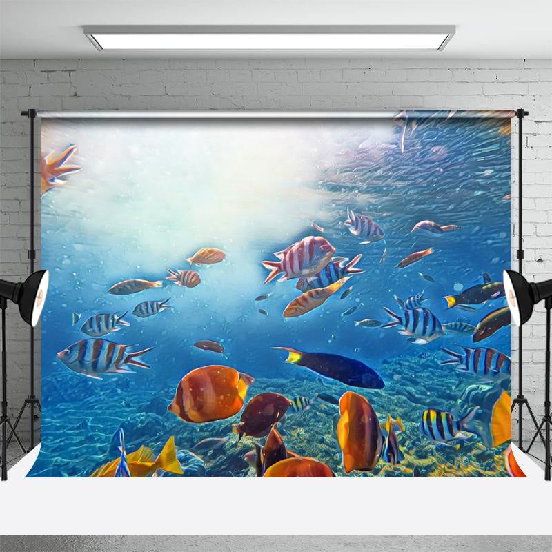 Aperturee - Ocean Landscape Colorful Fish Summer Backdrop Decor