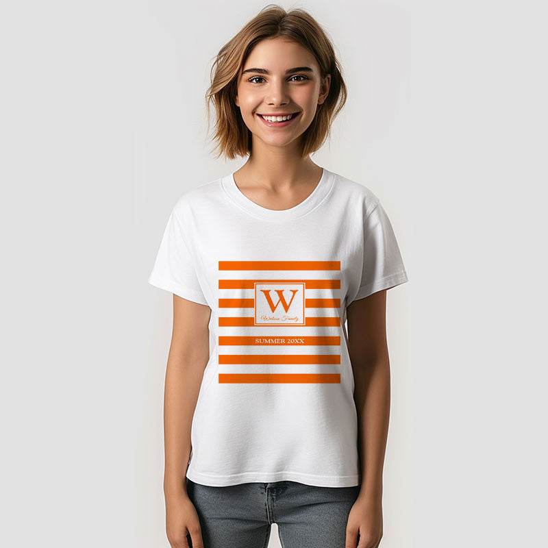 Aperturee - Summer Family Reunion Orange Stripe Custom T-Shirt