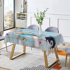 Aperturee - Summer Fishing Boat Blue Plank Rectangle Tablecloth