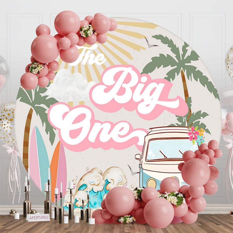 Aperturee - Summer Groovy Big One Round 1st Birthday Backdrop